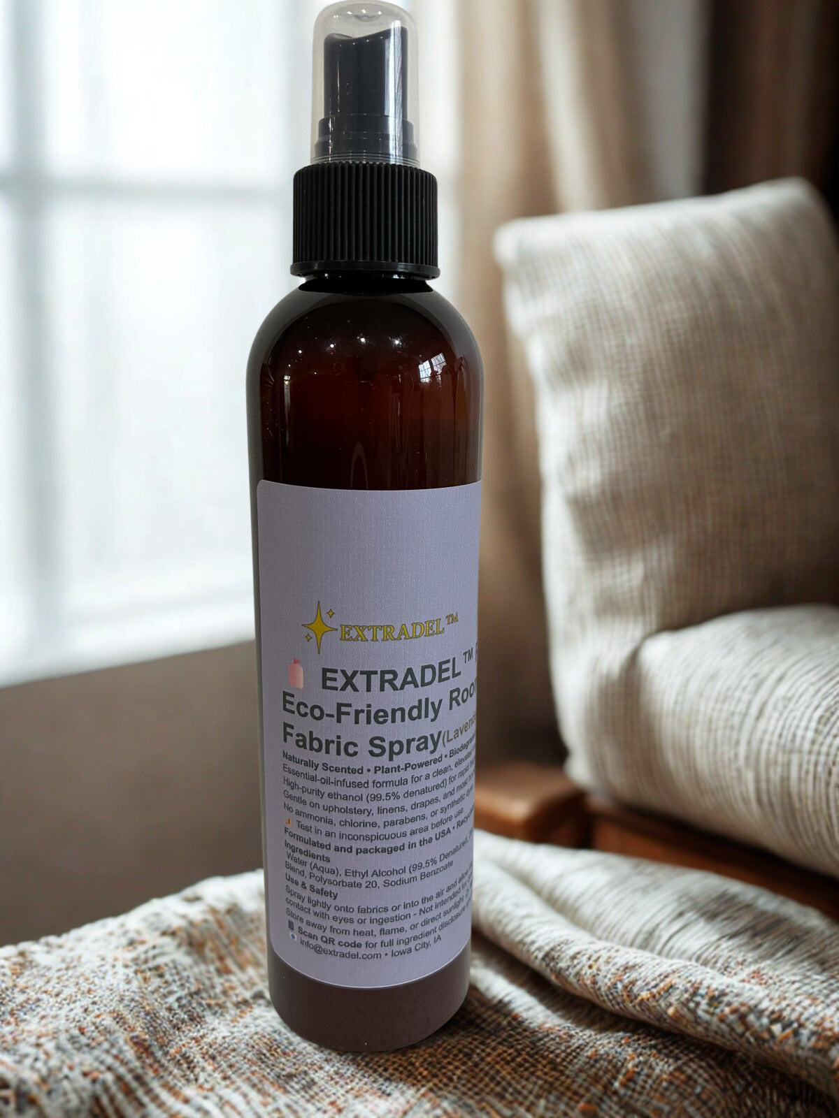 EXTRADEL™ Premium Eco-Friendly Room & Fabric Freshener, Plant-Based, Essential Oil Scent, Biodegradable 8 fl oz